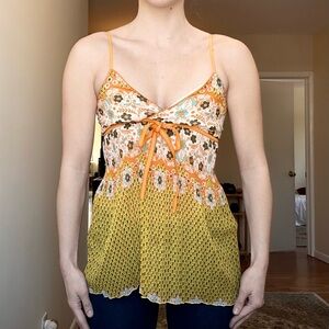 Floral Orange and Yellow Women's babydoll Top